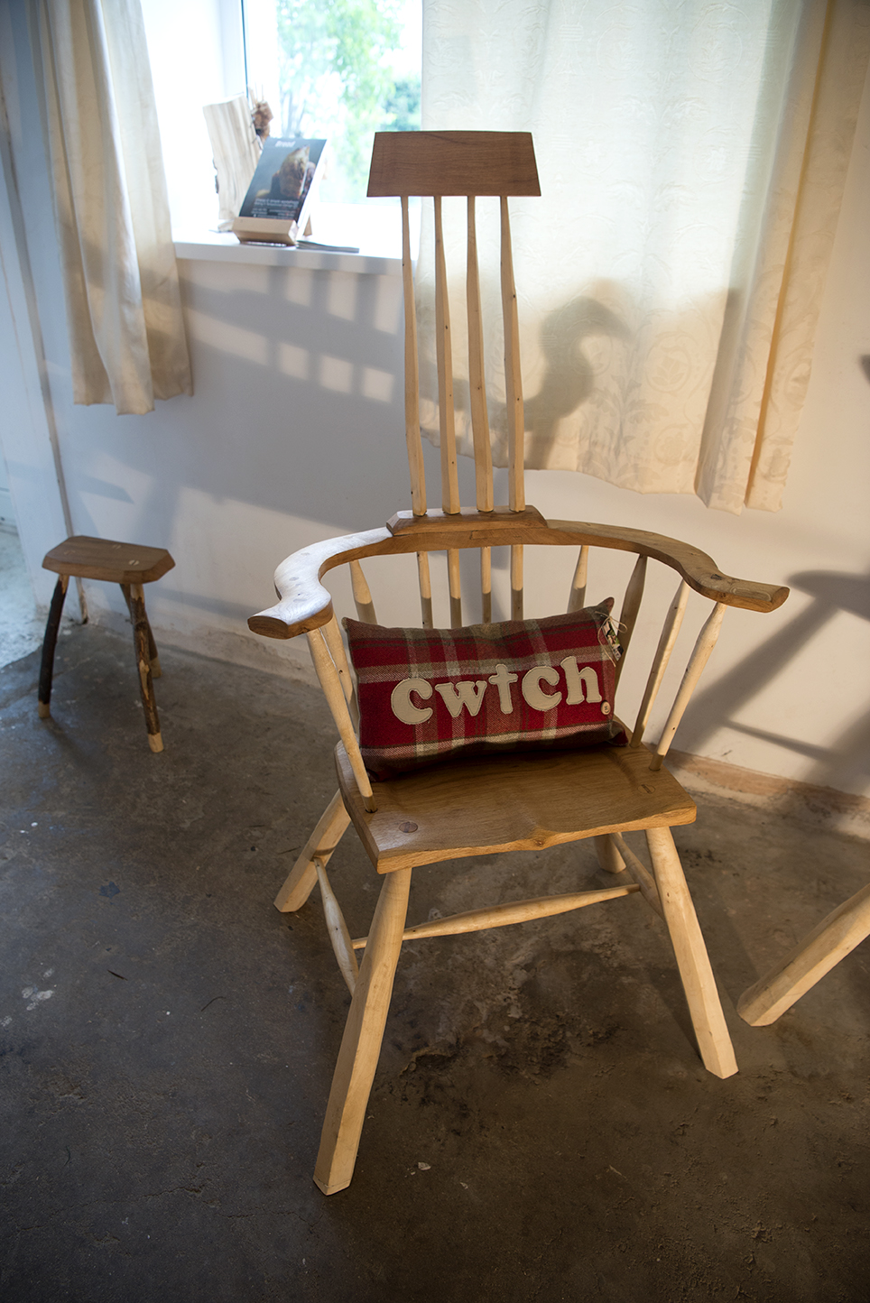 Cwtch chair can be viewed and purchased at the Golden Sheaf Gallery in Narberth, South Wales 